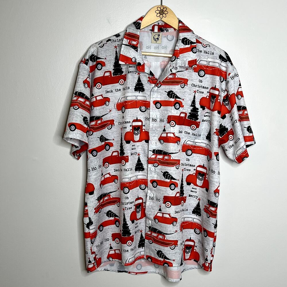 Hardaddy Red Truck Hauling Christmas Tree Short Sleeve Shirt